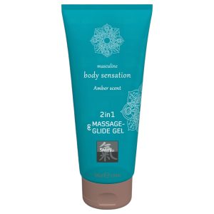 HOT - Shiatsu 2in1 Amber Scent - masszázs síkosító - amber (200 ml)