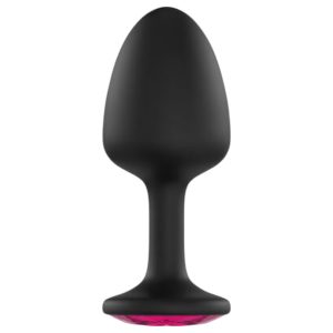 Dorcel Geisha Plug Ruby L - fekete pink köves anál plug (nagy)