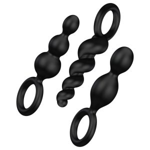 Satisfyer Booty Call - anál plug szett (fekete, 3 részes)