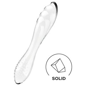 Satisfyer Dazzling Crystal 1 - kétvégű üveg dildó (átlátszó)