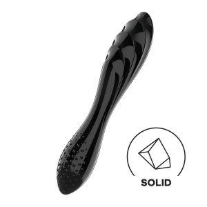 Satisfyer Dazzling Crystal 1 - kétvégű üveg dildó (fekete)