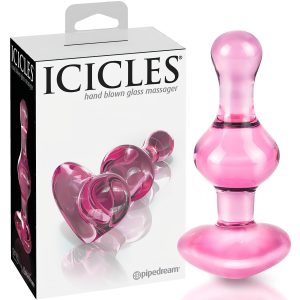 Icicles No. 75 - szíves, üveg anál plug (pink)
