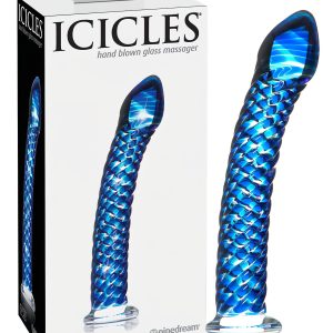 Icicles No. 29 - spirál, pénisz üveg dildó (kék)