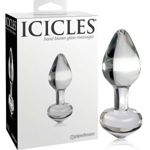 Icicles No. 44 - kúpos, üveg anál plug (átlátszó)