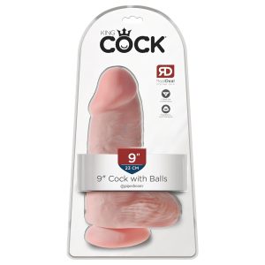 King Cock 9 Chubby - tapadókorongos, herés dildó (23 cm, testszínű)