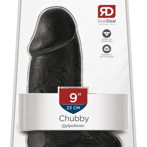 King Cock 9 Chubby - tapadókorongos, herés dildó (23 cm, fekete)