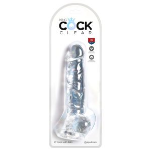 King Cock Clear 8 - tapadókorongos, herés dildó (20 cm)