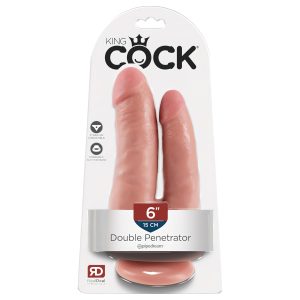 King Cock Double Penetrator - élethű dupla dildó (testszínű)