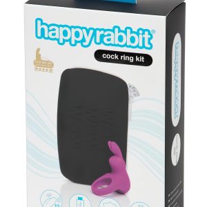 Happyrabbit Cock Kit - vibrációs péniszgyűrű tárolóval (lila)