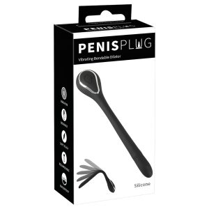Penis Plug Dilator - akkus, vibrációs dilátor (1 cm, fekete)