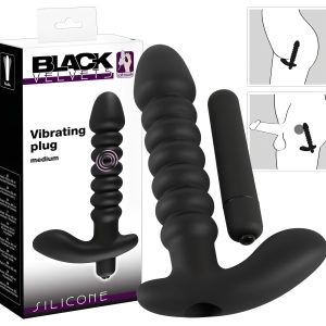 Black Velvets redős vibrátor - közepes (fekete)