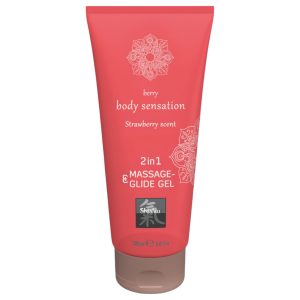 HOT - Shiatsu 2in1 Strawberry scent - masszázs síkosító - eper (200 ml)