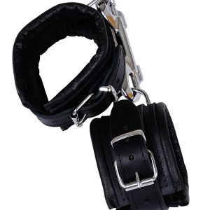 ZADO - bőr csukló bilincs és karabiner (fekete)