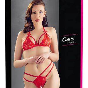Cottelli - nyitott, csipke melltartó szett (piros)