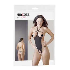 NO:XQSE - nyitott, strasszos szexbody (fekete, S-L)