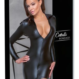 Cottelli Bondage - fényes hatású ruha, kötözővel (fekete)