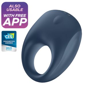 Satisfyer Strong One - App-vezérelt vibrációs péniszgyűrű, férfiaknak (kék)
