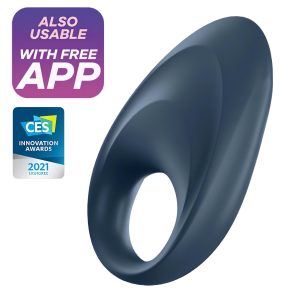 Satisfyer Mighty One - App-vezérelt vibrációs péniszgyűrű, férfiaknak (kék)