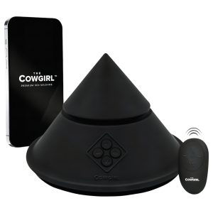 The Cowgirl Cone - app-vezérelt prémium szexgép - 2 cserélhető feltéttel, 20 rezgésmód (fekete)