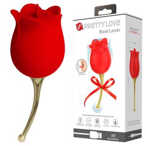 Pretty Love Rose Lover - nyelves 2in1 csikló vibrátor (piros)