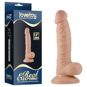 Real Extreme - tapadókorongos, herés G-pont dildó - 19 cm (testszínű)