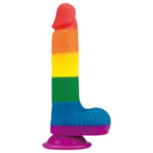 Lovetoy Prider - élethű herés dildó - 20 cm (szivárvány)