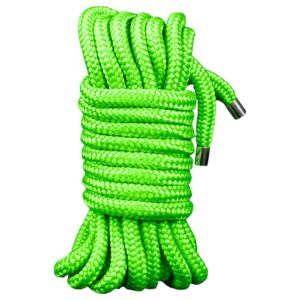 Ouch! - sötétben világító bondage kötél (10 m, zöld)