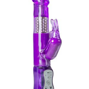EasyToys Rabbit - forgó gyöngyös, csiklókaros vibrátor (lila)