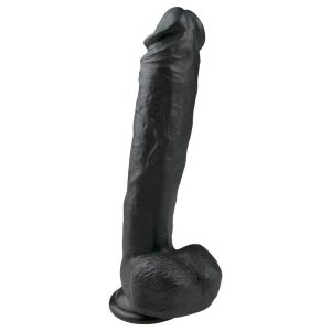 EasyToys - tapadókorongos, herés nagy dildó (26,5 cm, fekete)