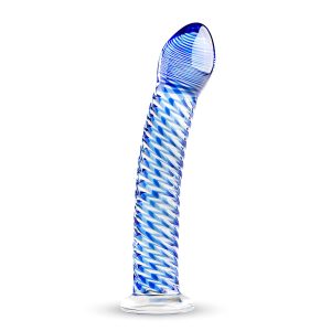 Gildo Glass No. 5 - spirál üveg dildó (átlátszó-kék)