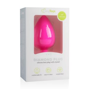 EasyToys Diamond - fehér köves anál plug (nagy, pink)