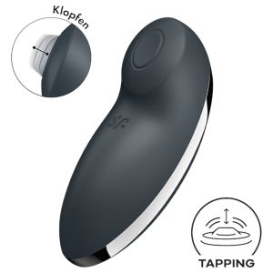 Satisfyer Tap & Climax 2 - 2in1 csikló vibrátor, csiklóizgató (szürke)