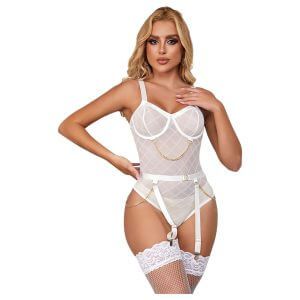 Subblime 954291 - láncos, áttetsző body szett (fehér, L-XL)