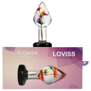 LOVISS Flower - virágmintás anál plug (átlátszó)