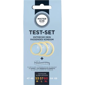 Mister Size Test-Set - óvszer próbacsomag mérőszalaggal (3 db)