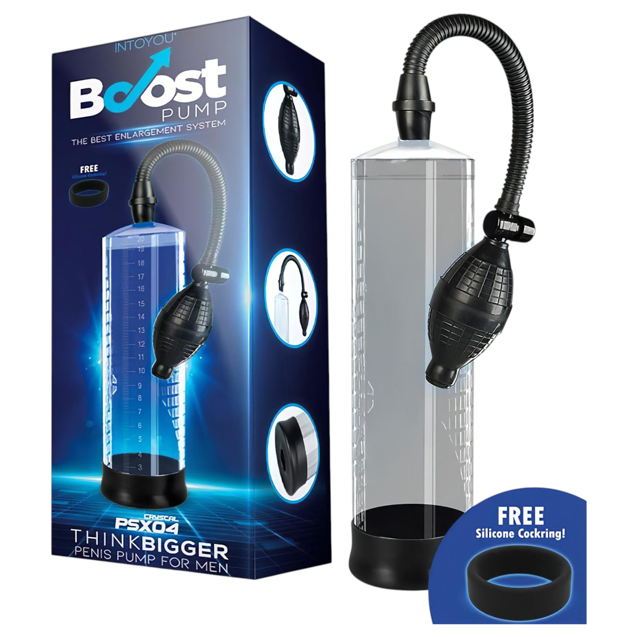 Boost PSX04 – kézi péniszpumpa mérőskálával (átlátszó) – 22 cm