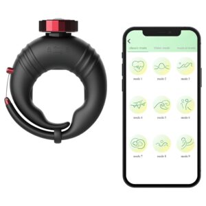 SXTop Blake - app-vezérelt állítható vibrációs péniszgyűrű (fekete)
