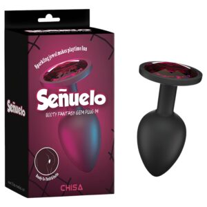 Senuelo Booty Fantasy - szilikon anál plug kristállyal (fekete) - M