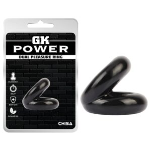 GK Power Dual Pleasure - dupla pénisz- és heregyűrű (fekete)