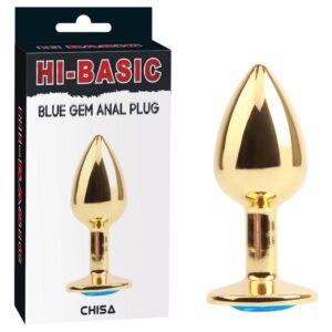 Hi-Basic Blue Gem - fém anál plug kék kristállyal (arany)